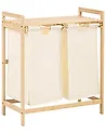 Set of 2 Laundry Baskets with Shelf AZUFRERA Bamboo Light Brown/ White 70 L