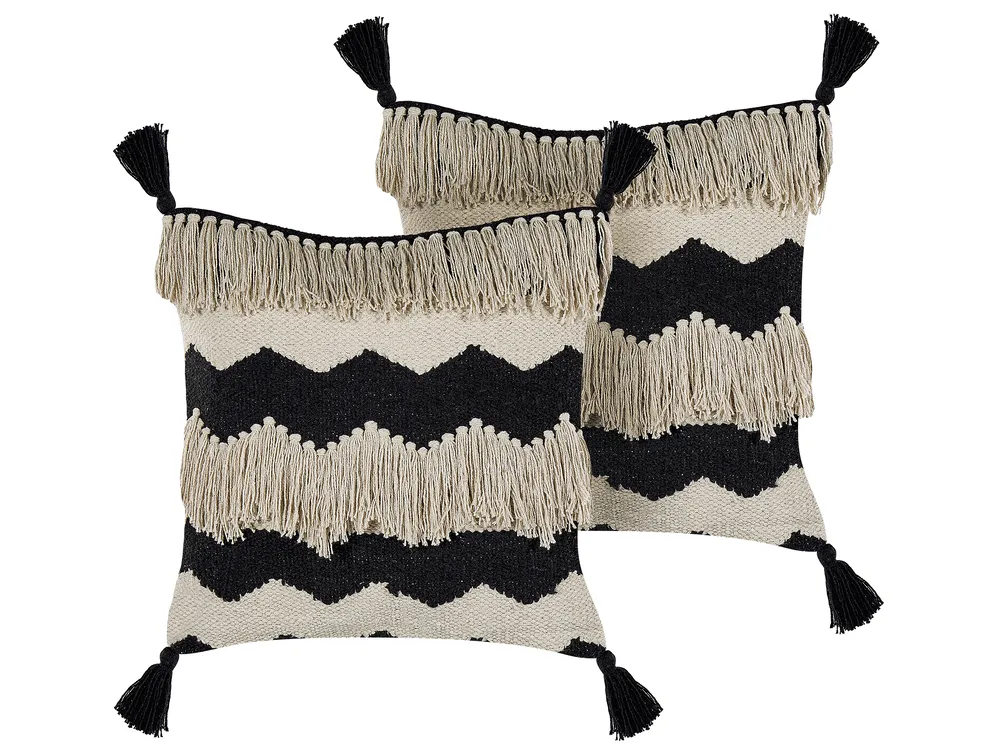 Lot de 2 coussins carrés 45×45 cm en corde naturelle
