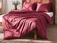 Duvet Cover Set PARKROSE 150 x 200 cm Sateen Cotton Burgundy_1175901