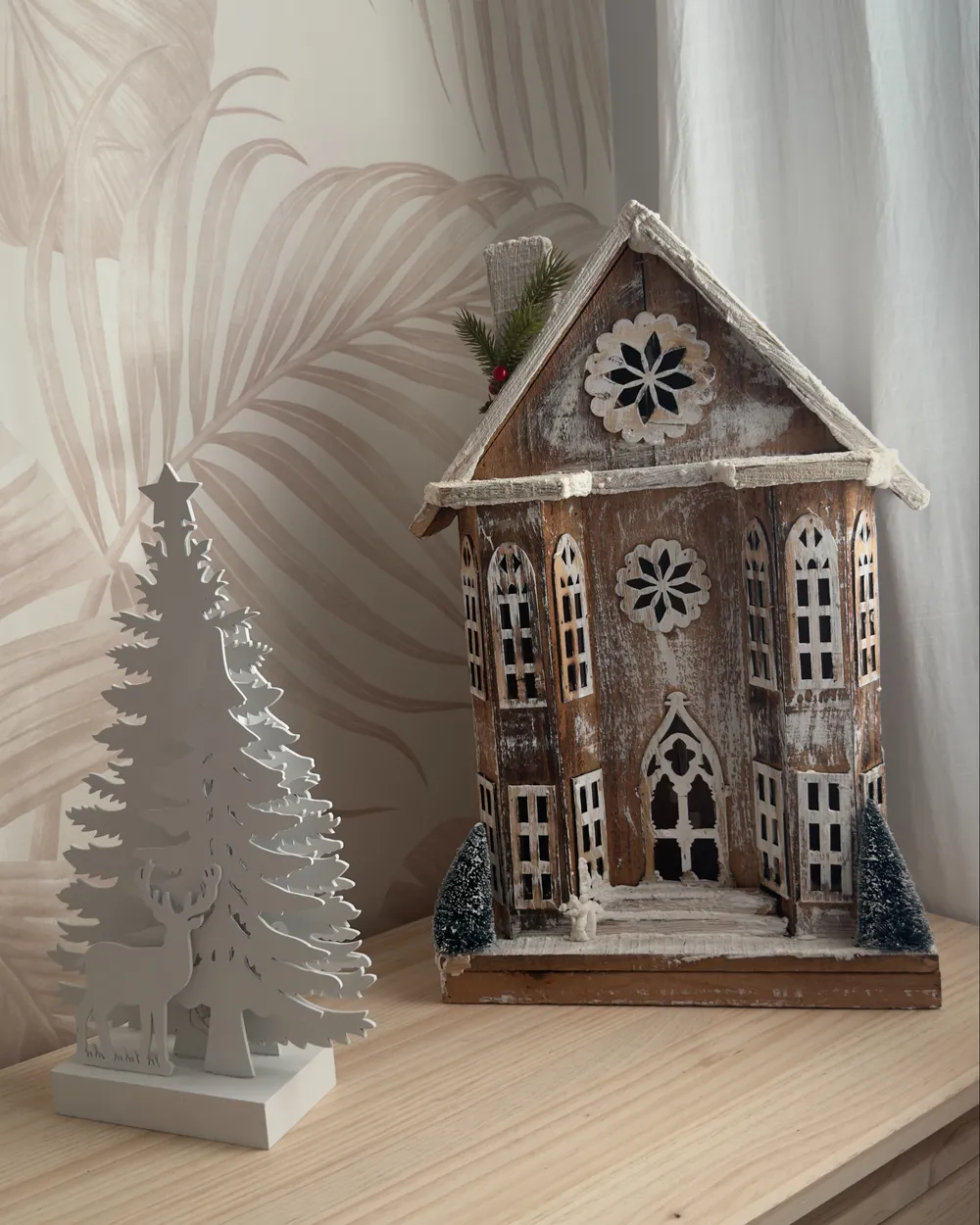 Decorazione natalizia LED UNARI 50 cm Casa Marrone chiaro_1047852