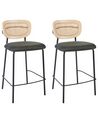 Set of 2 Fabric Bar Chairs Dark Green MAYETTA_931888