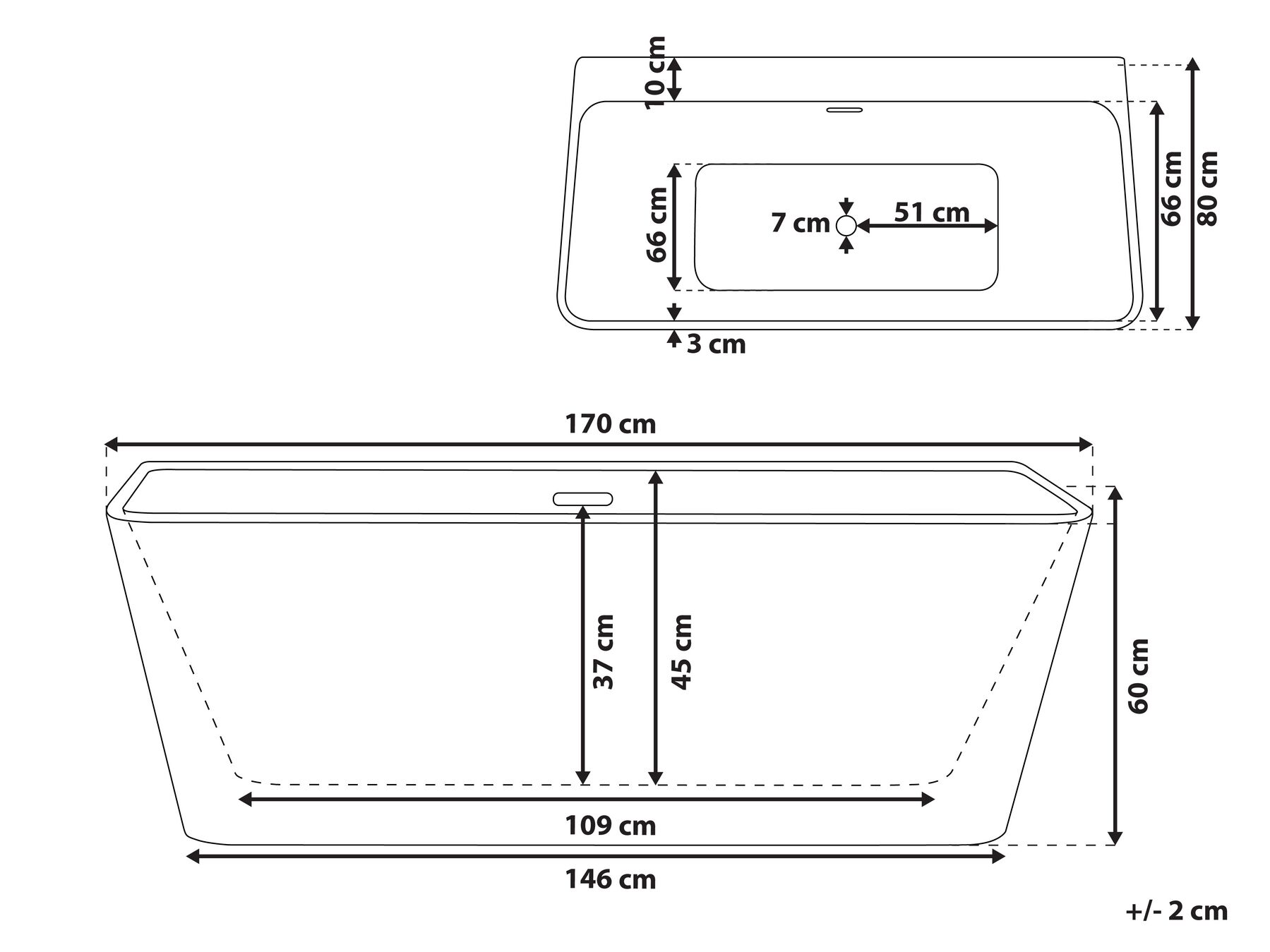 Bathtub HASSEL 1700 x 800 mm White_775645