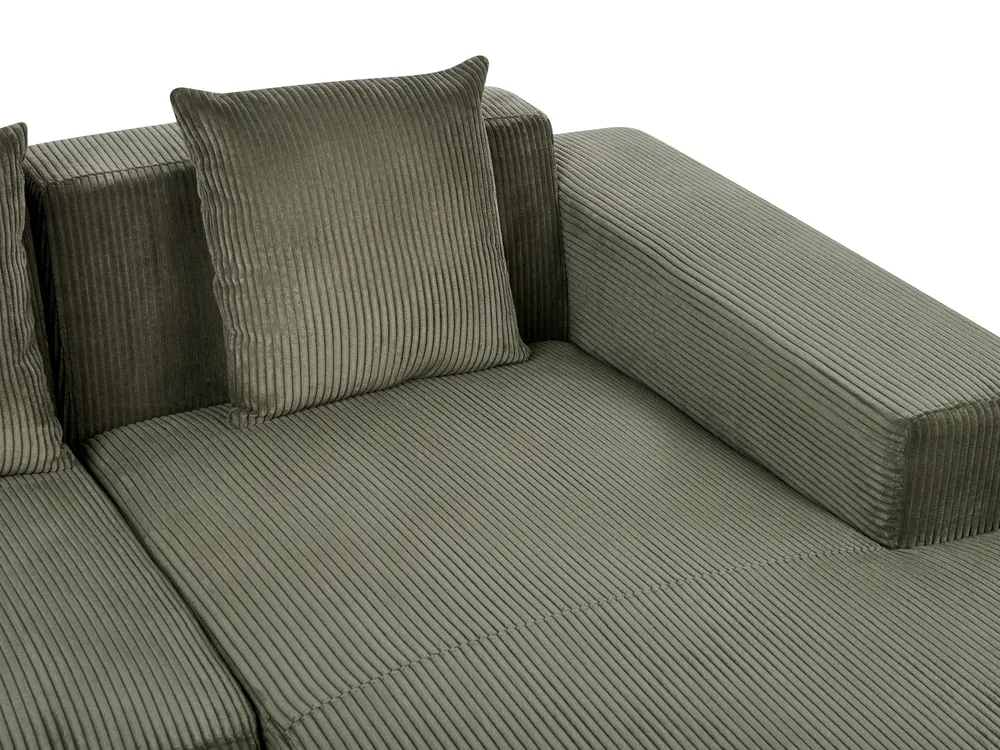 Corner Sofa 4 Seater LUNGO with Ottoman Corduroy Green Left Hand_962290