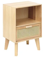 1 Drawer Bedside Table SENEY Paulownia Wood Light Brown_845553