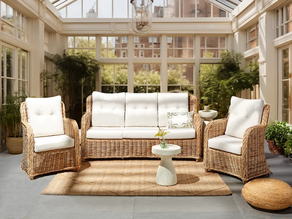 Garden Sofa Set 5 Seater ALESSANO Rattan Natural_934903