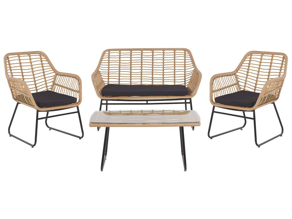 Sofa Set MINORI PE Rattan Beige 4 Seater Beliani