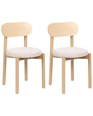 Set of 2 Dining Chairs PAULINA Wood Light Brown/ Light Beige_1070671