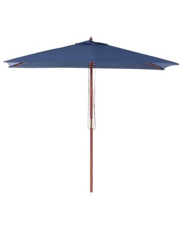 Parasol de jardin en bois avec toile bleu marine 144 x 195 cm  FLAMENCO