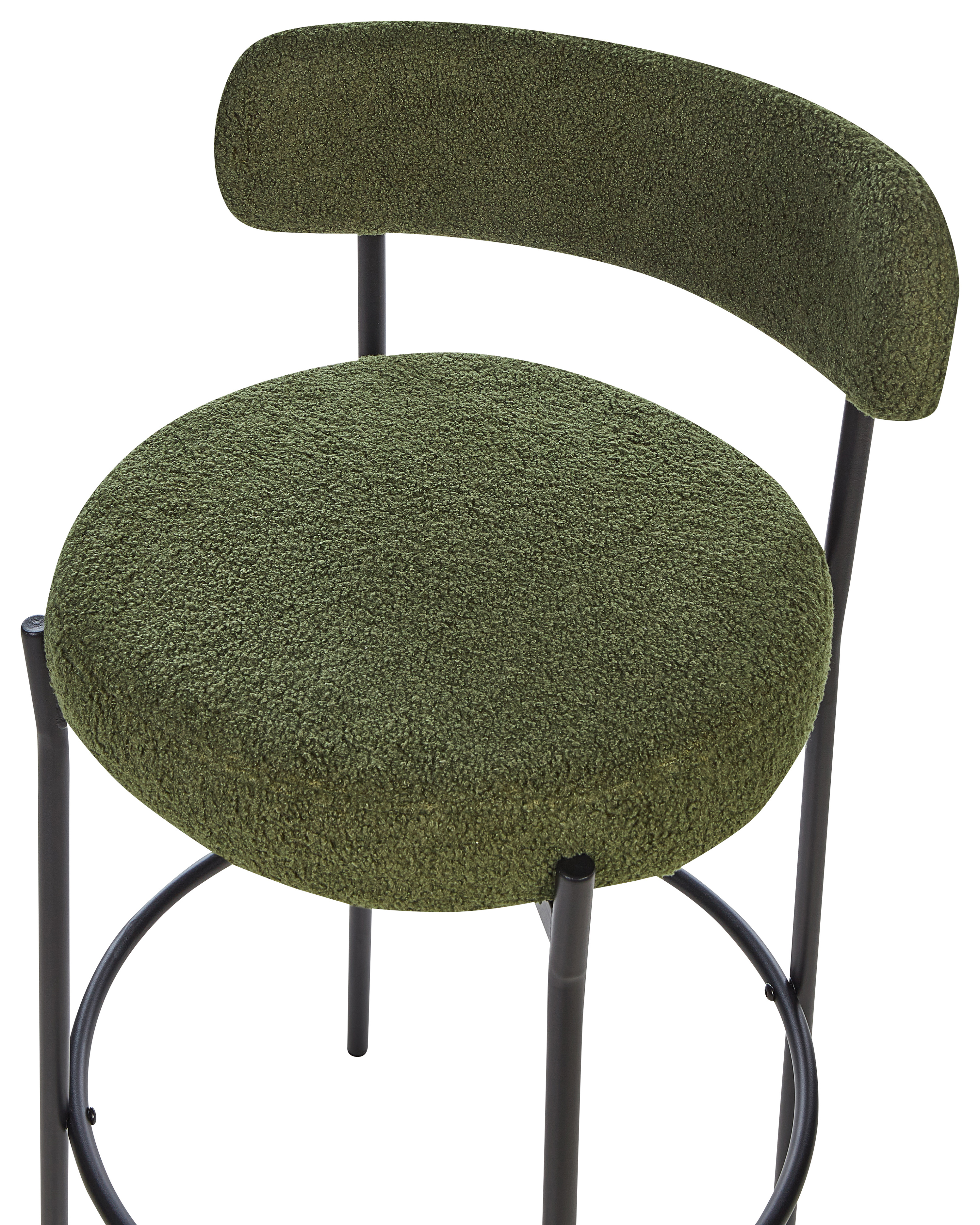 Lot de 2 chaises de bar en tissu bouclé vert foncé ALLISON_913899