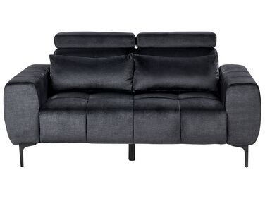 2 Seater Velvet Sofa Black VEGAMO