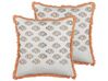 Set di 2 cuscini cotone bianco arancione e grigio 45 x 45 cm SATIVUS_839361