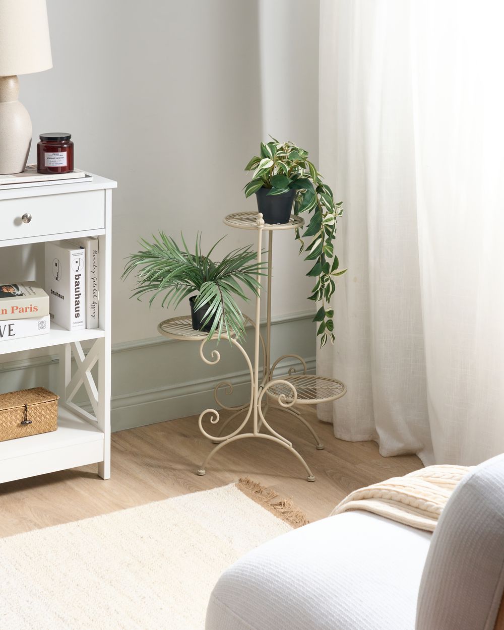 Support de pots ASAGAO 26 cm Métal Beige