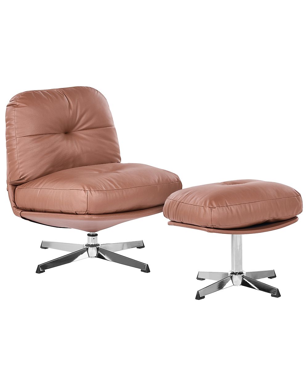 Swivel Armchair LOIMAA with Footstool Fabric Brown