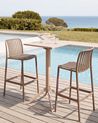Set of 2 Bar Chairs ARICCIA Synthetic Material Light Brown