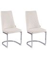 Sada 2 sametových jídelních židlí krémově bílá ALTOONA_902283