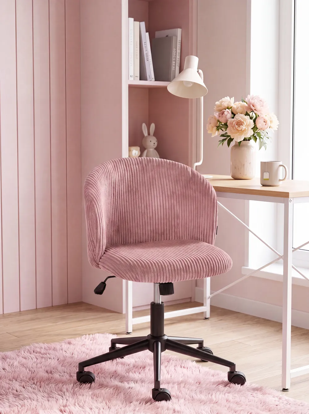 Sedia da ufficio MILES Velluto a coste Rosa_1101652