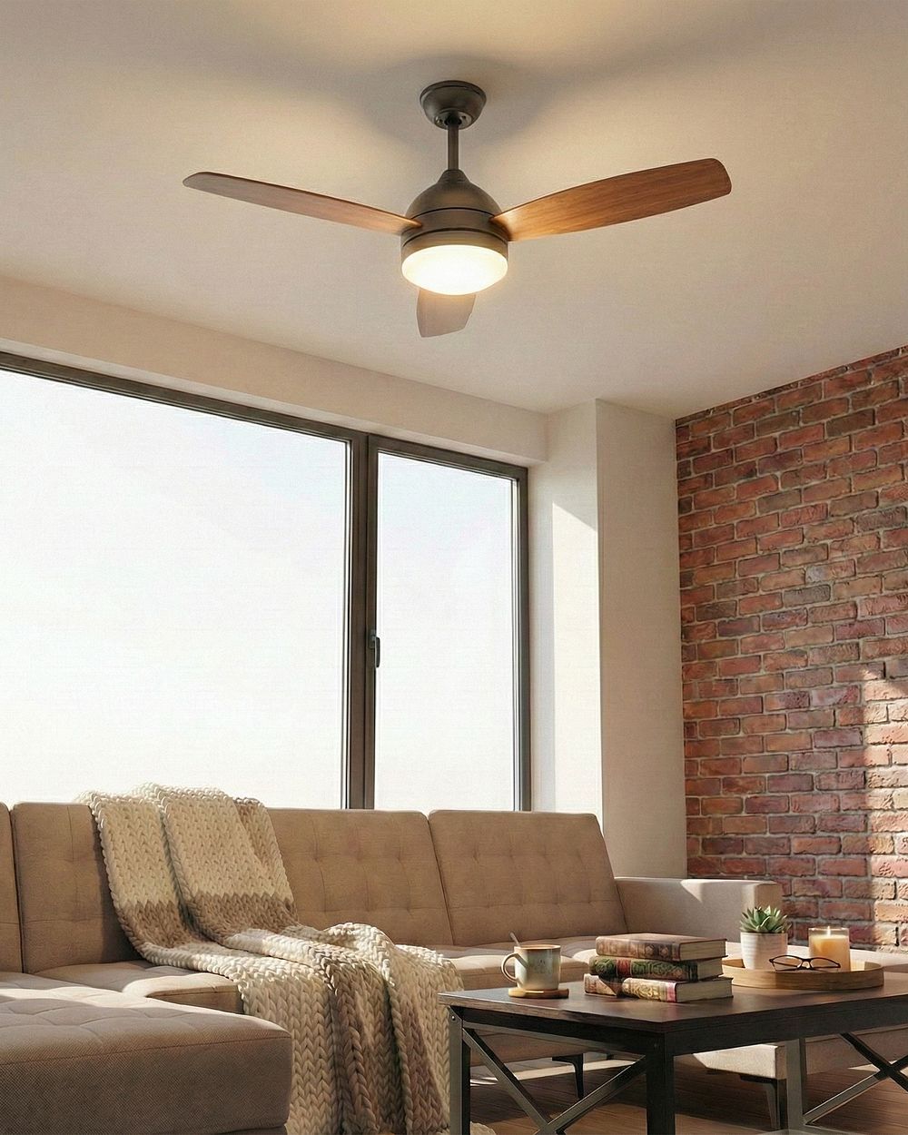 Ceiling Fan with Light MANSALA with Remote LED Dark Brown