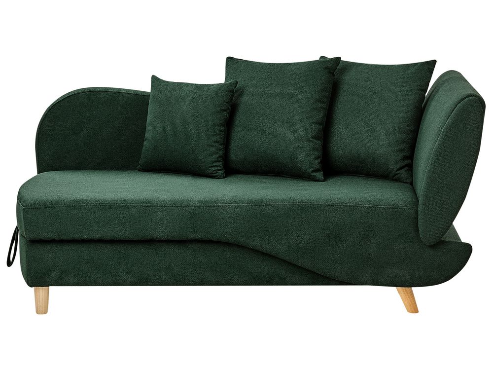 Right-Hand Chaise Longue MERI with Storage Faux Linen Green