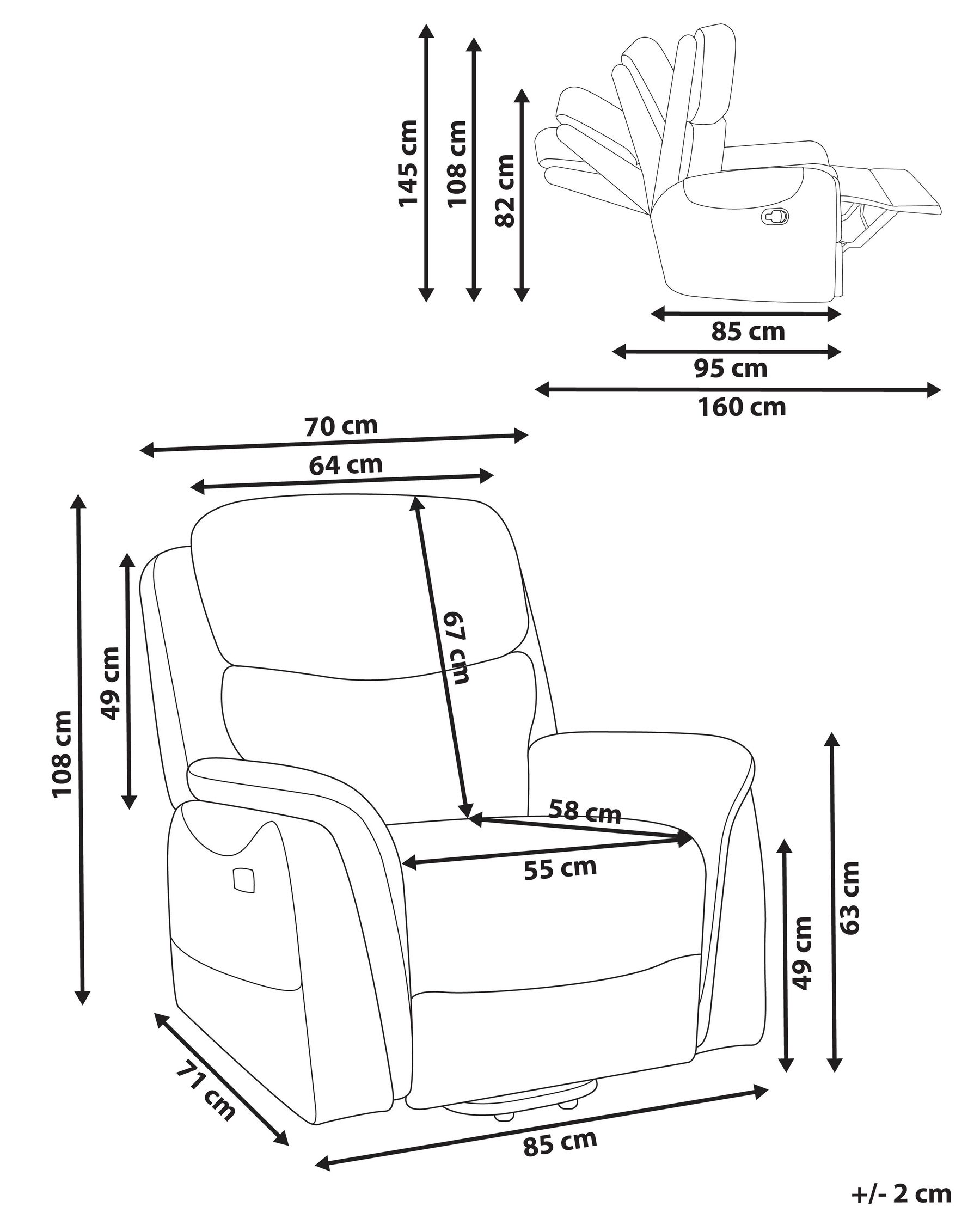 Electric Recliner Chair GLORIE with Massage Fabric Taupe_953493