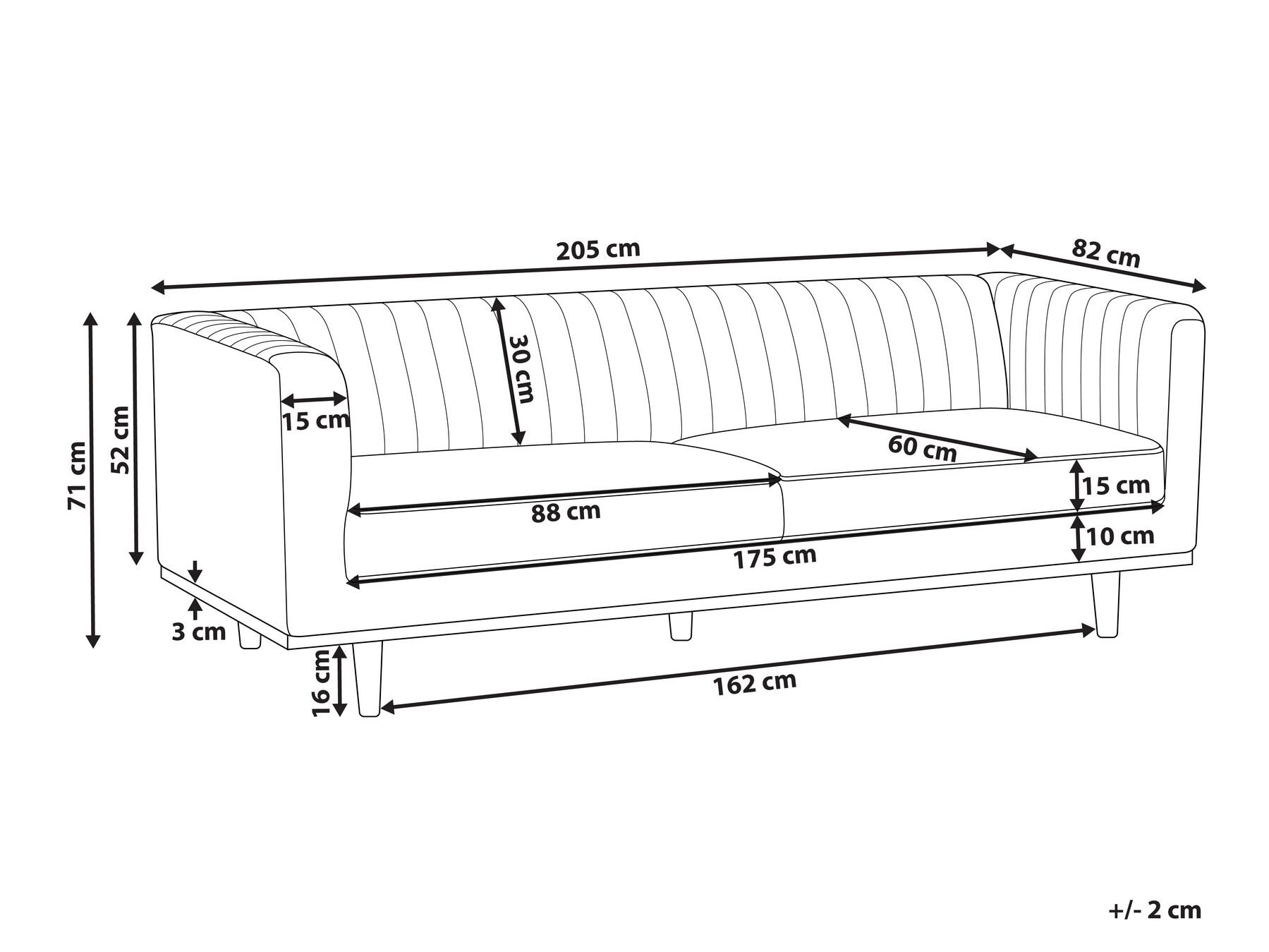 3 Seater Fabric Sofa Dark Grey SKAULE_887010 3 Seater Fabric Sofa Dark Grey SKAULE_887010