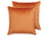 Prydnadskudde 2 st 45 x 45 cm sammet orange AERANGIS_837982