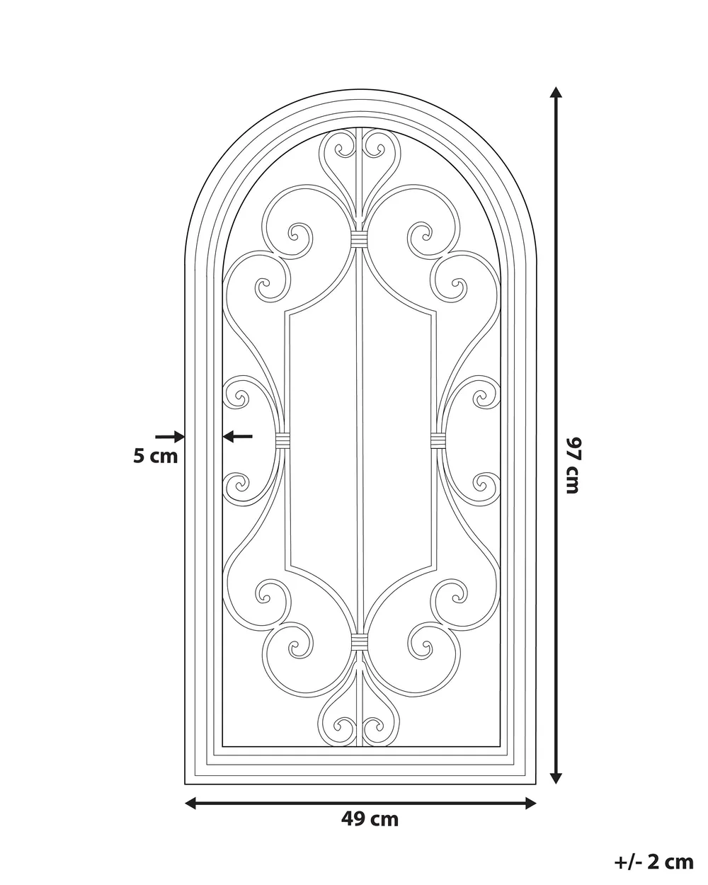 Lustro ścienne CAMPEL 49 cm 97 cm Metal Złamana biel_756429