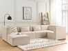 Left Hand 5 Seater Modular Jumbo Cord Corner Sofa with Ottoman Beige LEMVIG_876167