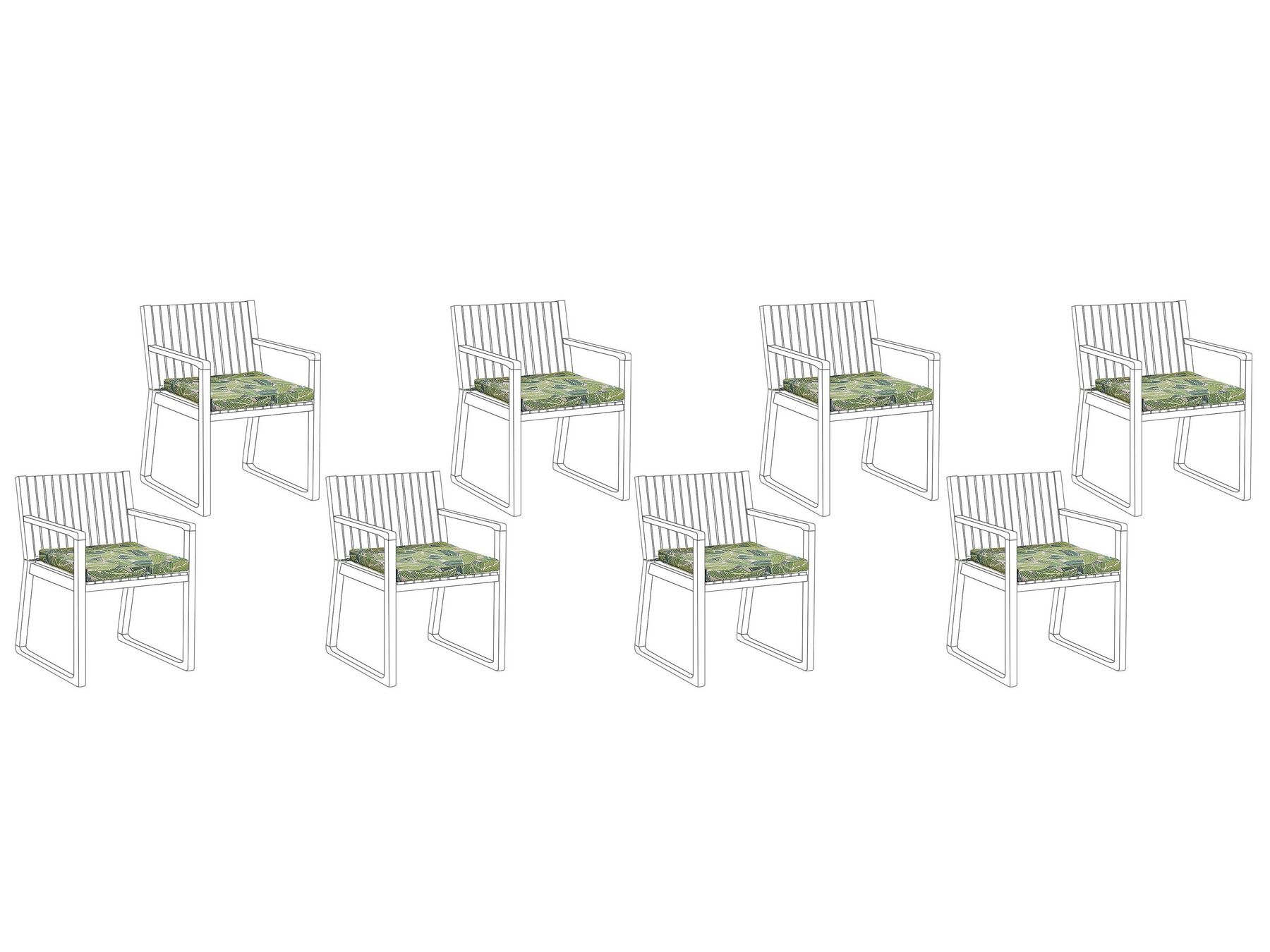 Sitzkissen für Stuhl SASSARI 8er Set grün Blättermuster 46 x 46 x 5 cm_774874
