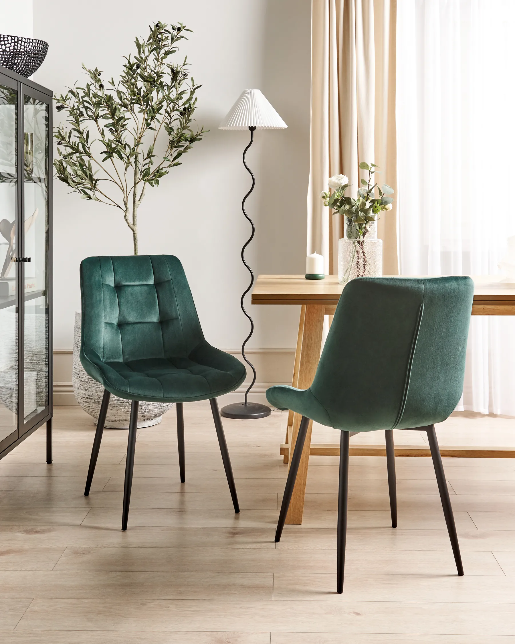 Set of 2 Dining Chairs MELROSE Velvet Dark Green_771910