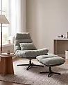 Swivel Armchair TOVIK with Footstool Chenille Light Green