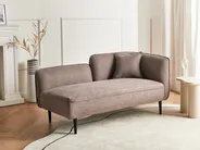 Right-Hand Chaise Longue CHEVANNES Fabric Light Brown_1009685