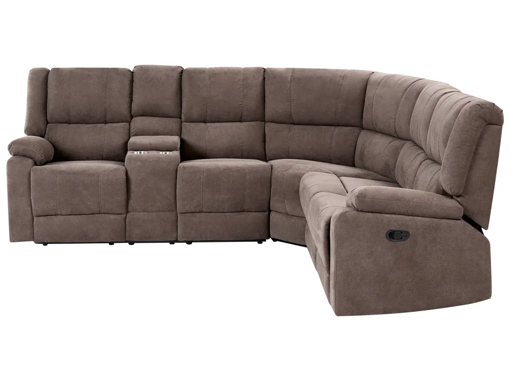 Manual Recliner Corner Sofa 5 Seater ROKKE Fabric Taupe Left Hand_851448