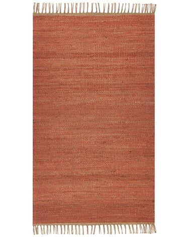 Tappeto iuta rosso chiaro e marrone 80 x 150 cm LUNIA