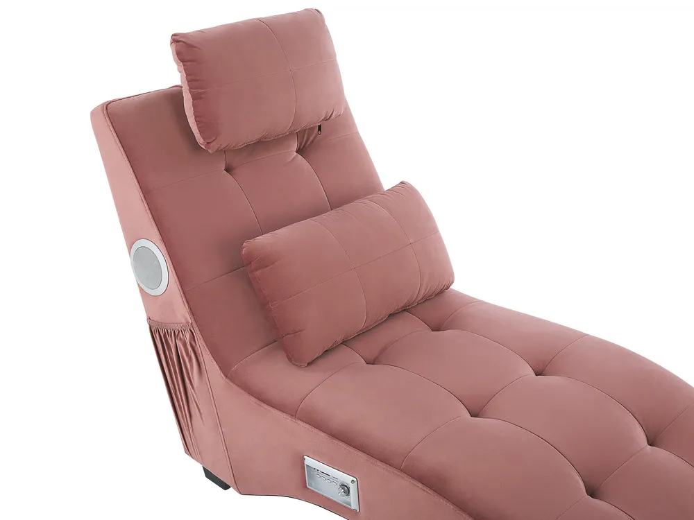 Chaise longue SIMORRE con altoparlante Bluetooth integrato Velluto Rosa pastello_823101
