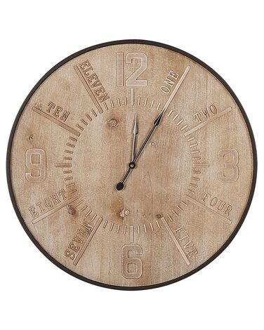 Nástěnné hodiny ø 60 cm světlé dřevo DOLE