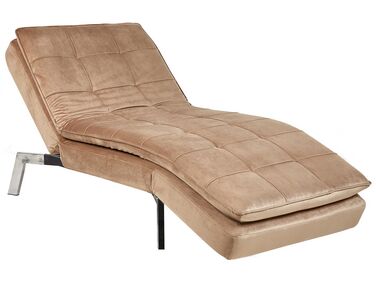 Chaise longue de terciopelo marrón claro/plateado LOIRET