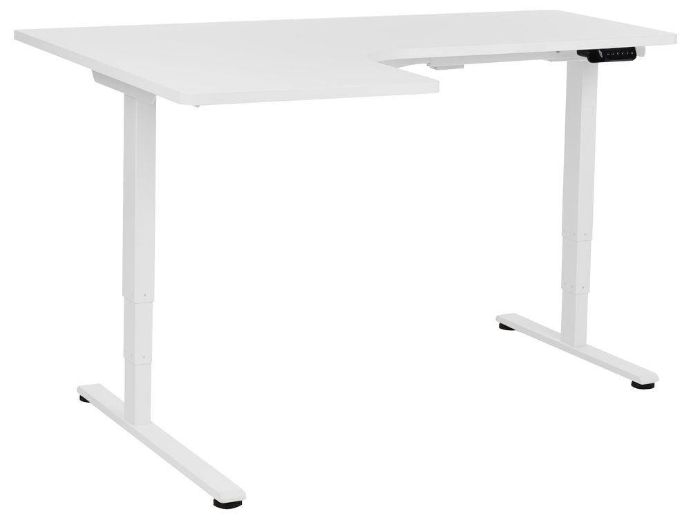 Elektromosan állítható sarokasztal DESTINES 160 cm x 109 cm Fehér Bal oldali