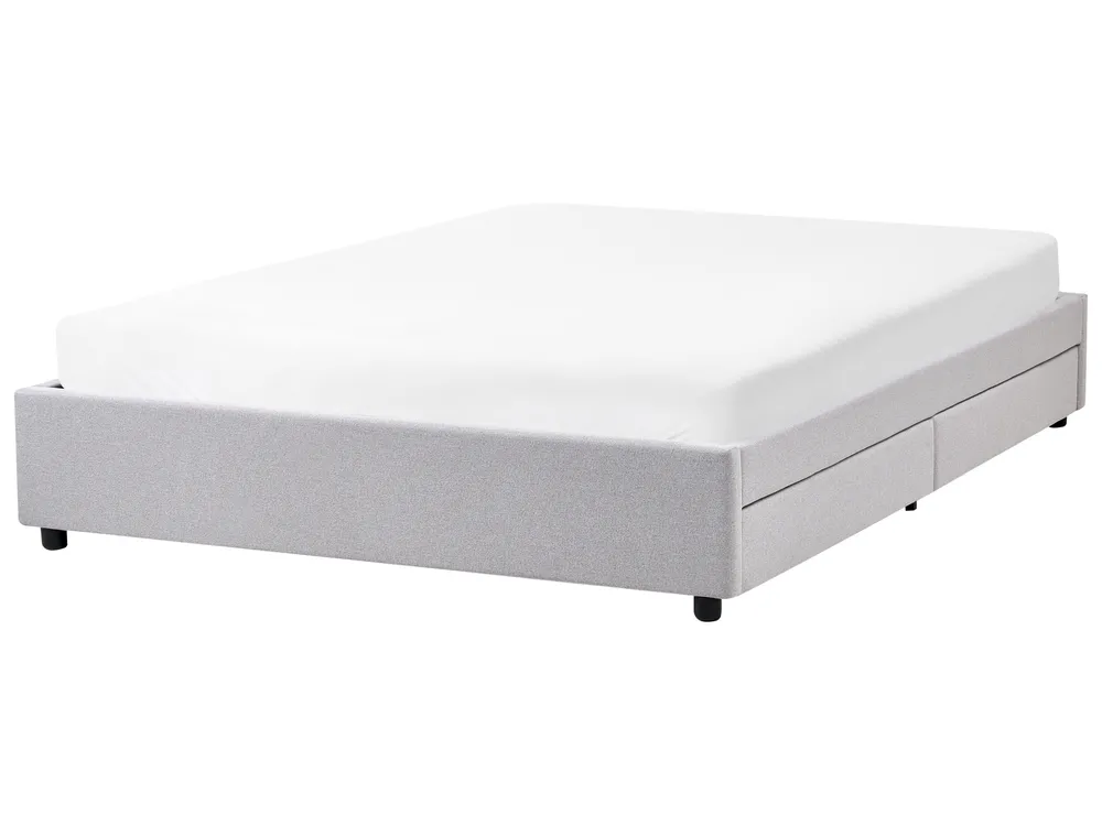Bed with Storage Drawers without Headboard PRADES Fabric Light Grey 160 x 200 cm (EU King Size)_996104