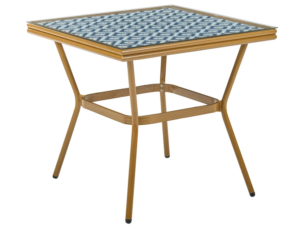 Garden Dining Set 4 Seater CASPRI PE Rattan Blue/ White_1090692