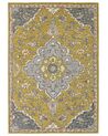 Teppich Wolle gelb / blau 160 x 230 cm orientalisches Muster Kurzflor MUCUR_848443