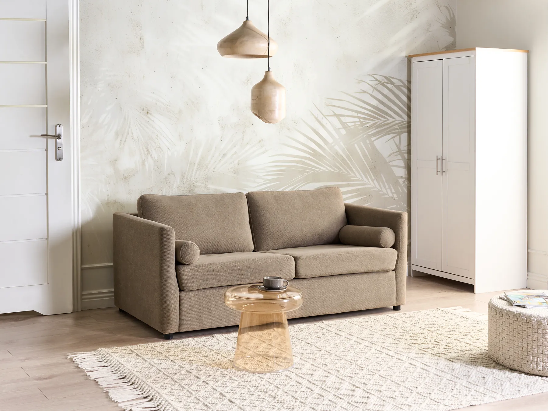 Sofa Bed INKOO Fabric Brown_984774