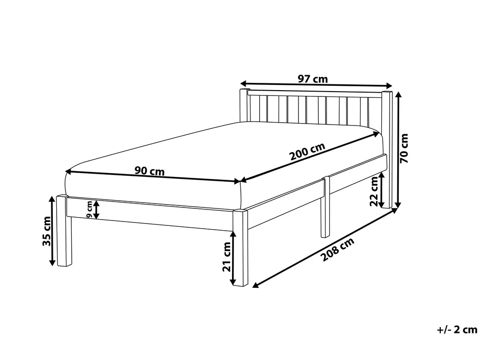 Bed Pine Wood FLORAC 90 x 200 cm (EU Single) White_750998