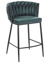 Zestaw 2 krzeseł barowych welurowy ciemnozielony MILAN_925954