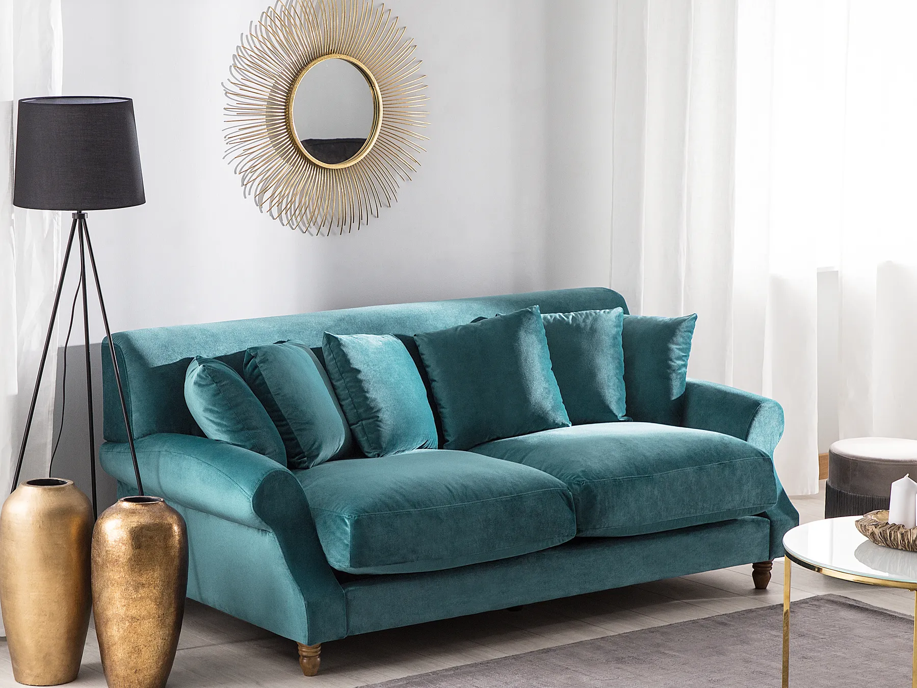 Sofa 2 Seater EIKE Velvet Teal_733446