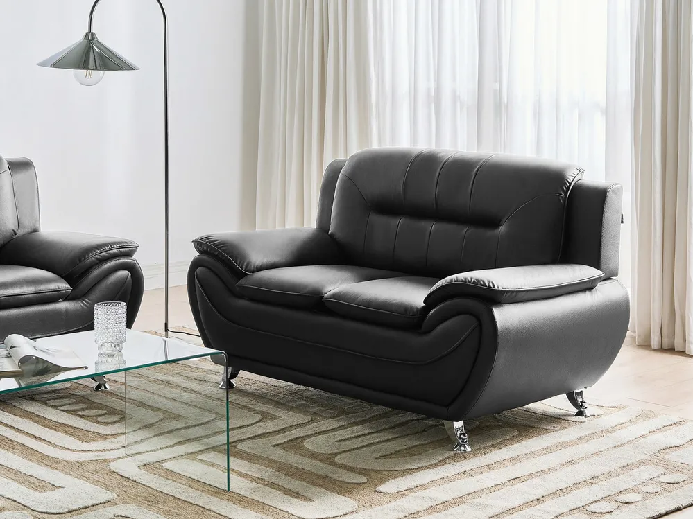 Set da salotto 6 posti LEIRA Pelle sintetica Nero_1058580
