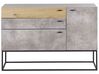 Aparador com 3 gavetas e 1 porta em efeito de concreto e cor de madeira clara ARIETTA_790448