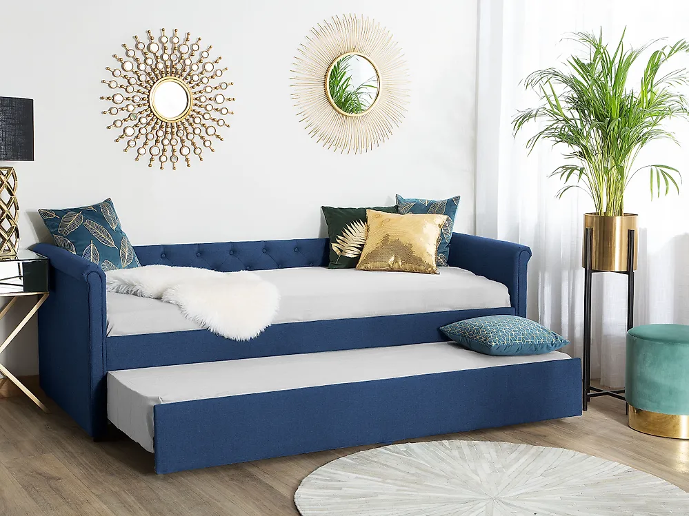 Trundle Bed Fabric LIBOURNE 80 x 200 cm (EU Small Single) Navy Blue_1177896