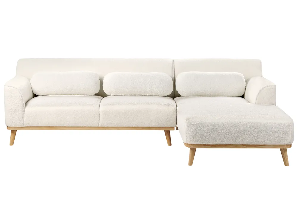 Corner Sofa 3 Seater SIMOS Boucle White Left Hand_927949
