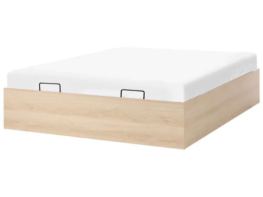 Ottoman Bed without Headboard ETEL Light Brown 160 x 200 cm (EU King Size)_1047570