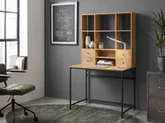 Biurko z nadstawką TAVRA 105 cm 60 cm z półkami z szufladami Jasnobrązowy_1092052